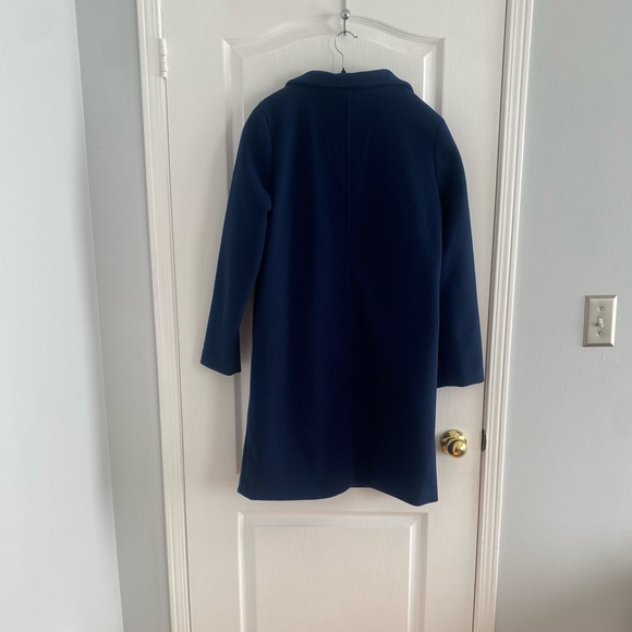 Navy Blue Lapel Trench Coat - Picture 7 of 8